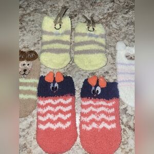 Kids Fuzzy Animal Socks Set - Multicolor With Grippers On The Bottom Toddler